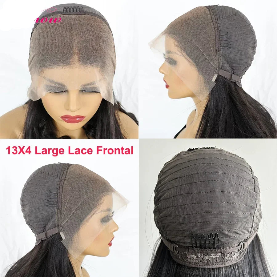 Raw Vietnamese Super Double Drawn Bone Straight Bob Wigs Ombre Brown HD Transparent Lace Frontal Human Hair Wigs Bleached Knots