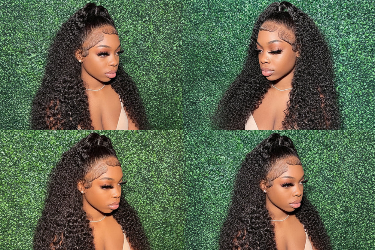 Raw Vietnamese Curly Human Hair Wigs 250 Density 13X4 HD Transparent Lace Frontal Wig Pre Plucked Black Wig 100% Human Hair